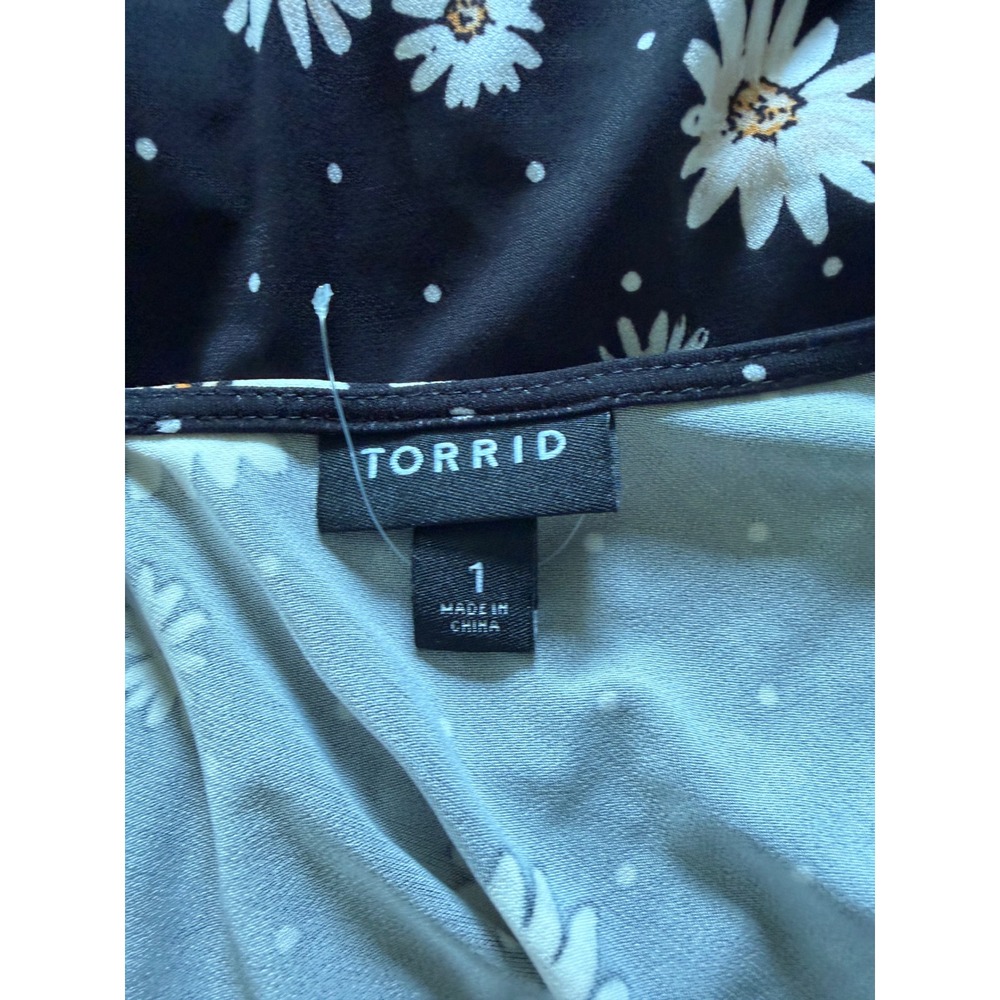 Torrid Black Daisy Polka Dot Sleeveless Skater Dress Womens 1 Plus Sunflower - Picture 4 of 11
